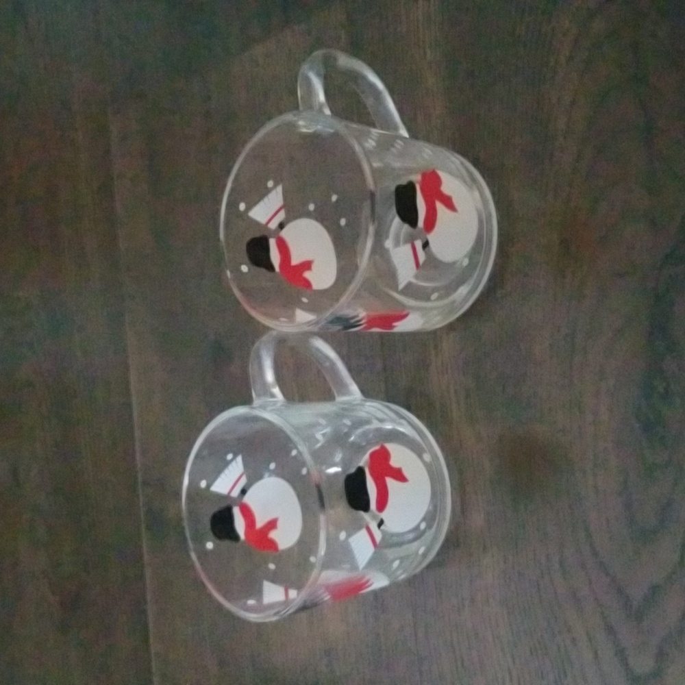 Crate and Barrel Luminarc 2 snowman mugs